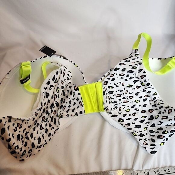 46DDD Torrid White Leopard Neon Yellow Bra Push Up Plunge Back Smoothing Underwi - Picture 6 of 10